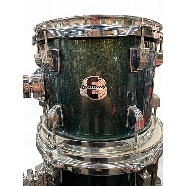 Used Ludwig 5 Piece Element Evolution Emerald Green Sparkle Drum Kit