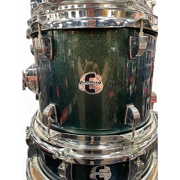 Used Ludwig 5 Piece Element Evolution Emerald Green Sparkle Drum Kit