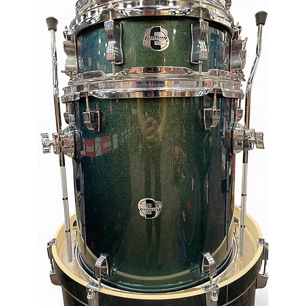 Used Ludwig 5 Piece Element Evolution Emerald Green Sparkle Drum Kit