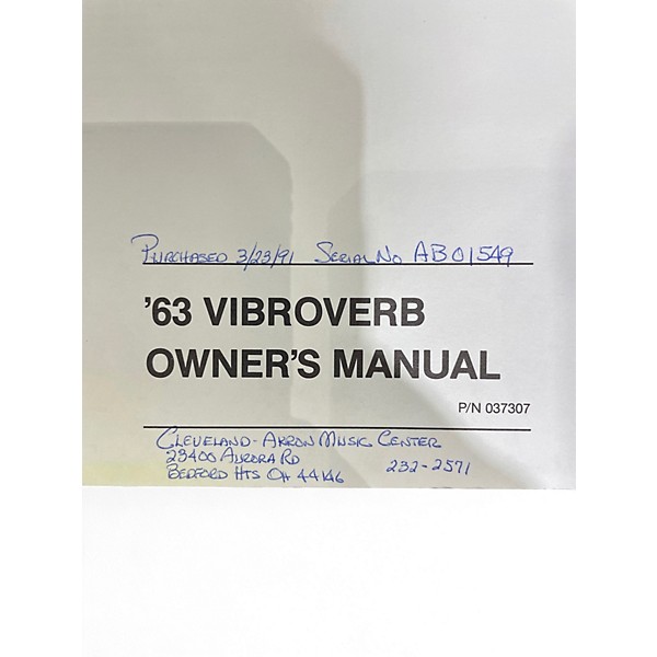 Used Fender 1963 Reissue Vibroverb 40W 2x10 Tube Guitar Combo Amp