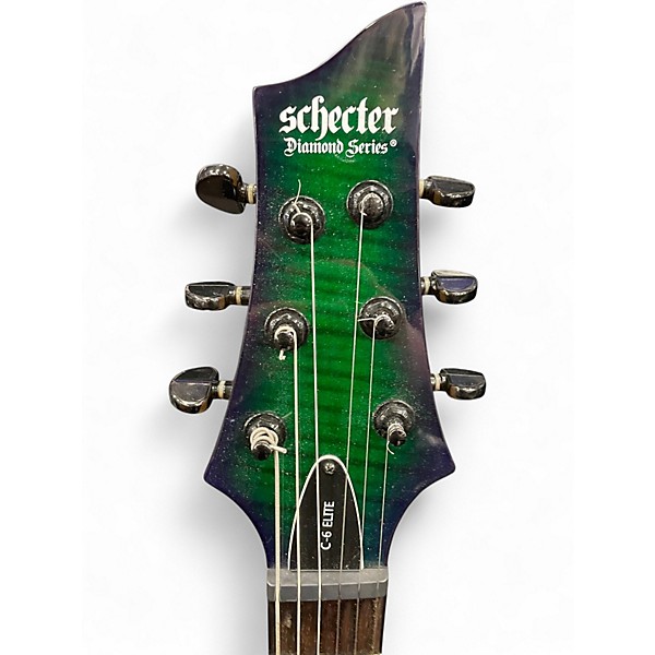 Used Schecter Guitar Research C-6 Elite Aquaburst Solid Body Electric Guitar