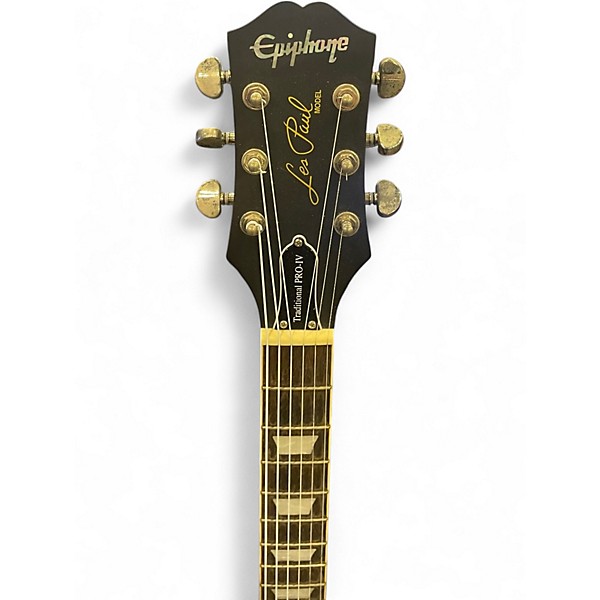 Used Epiphone Les Paul Traditional Pro IV Worn Black Solid Body Electric Guitar