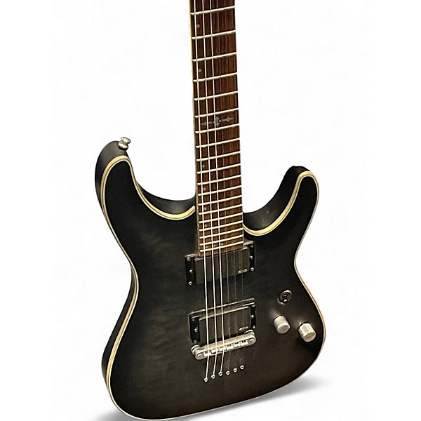 Used Schecter Guitar Research C1 Platinum Trans Black Solid Body Electric Guitar