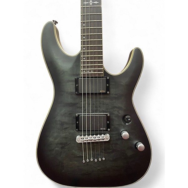 Used Schecter Guitar Research C1 Platinum Trans Black Solid Body Electric Guitar