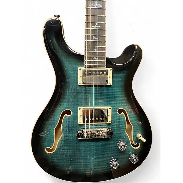 Used PRS SE Hollowbody II Piezo Peacock Blue Burst Hollow Body Electric Guitar