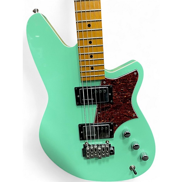 Used Reverend Descent Wilkinson Baritone Electric Guitar With Maple Finger Seafoam Green Solid Body Electric Guitar