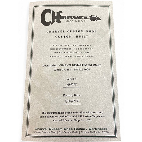 Used Charvel Custom Shop DeMartini Sig Snake Snakeskin Solid Body Electric Guitar