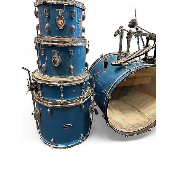 Used PDP by DW 5 Piece Center Stage Blue Metallic Sparkle Drum Kit