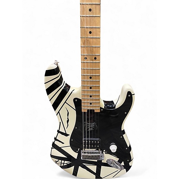 Used EVH Striped Series  Black and White Solid Body Electric Guitar