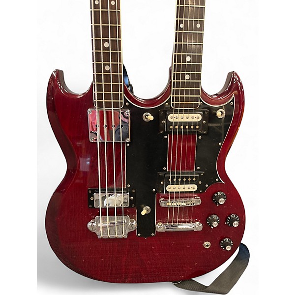 Used Antoria Double Neck Red Solid Body Electric Guitar