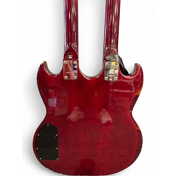 Used Antoria Double Neck Red Solid Body Electric Guitar