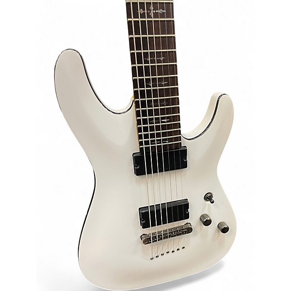 Used Schecter Guitar Research Demon 7 String WHITE Solid Body Electric Guitar