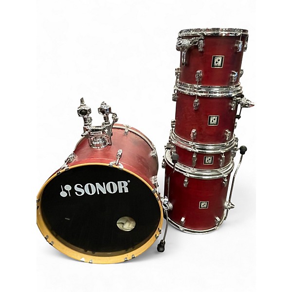 Used SONOR 5 Piece Force 2000 Wine Red Drum Kit