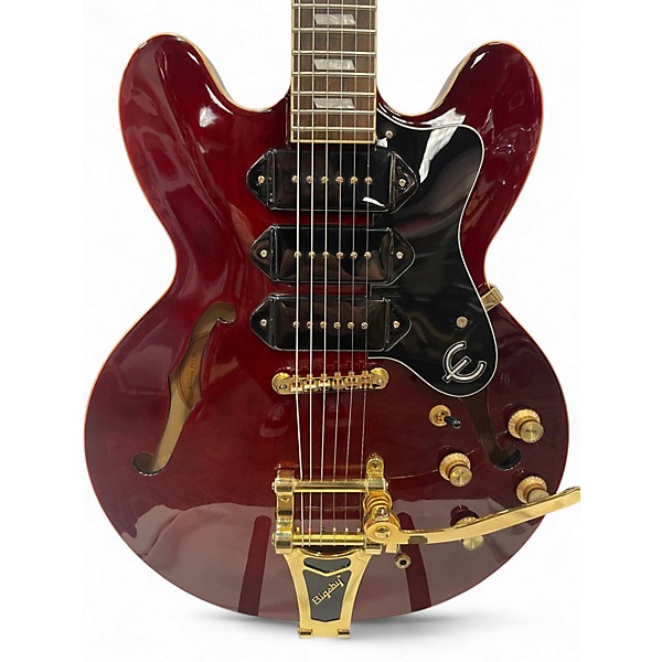 Used 2012 Epiphone Riviera P93 Wine Red Hollow Body Electric Guitar