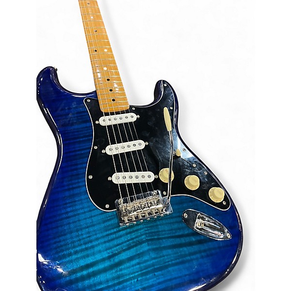 Used Fender PLAYER II stratocaster modified blue flame Solid Body Electric Guitar