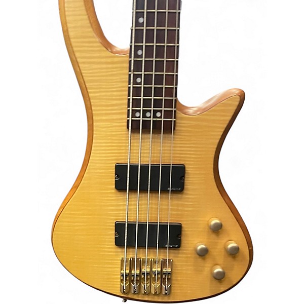 Used Schecter Guitar Research Stiletto Custom 5 String Natural Electric Bass Guitar