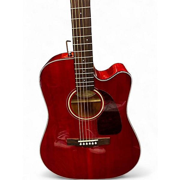 Used Fender CD140SCE Candy Apple Red Acoustic Electric Guitar