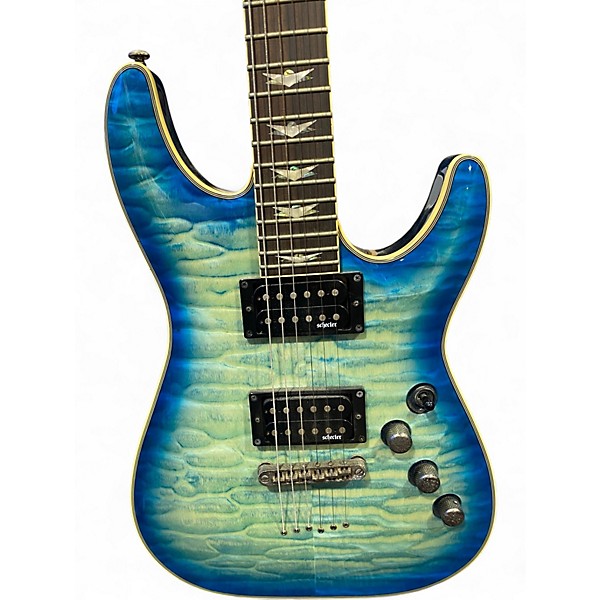 Used Schecter Guitar Research Omen Extreme 6 Ocean Blue Burst Solid Body Electric Guitar