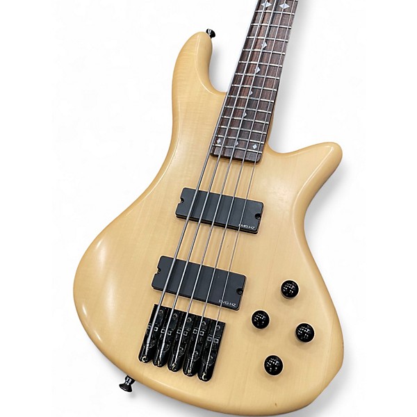 Used Schecter Guitar Research Stiletto Custom 5 String Natural Satin Electric Bass Guitar