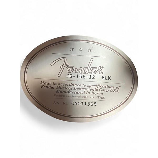 Used Fender DG16E12 Black 12 String Acoustic Electric Guitar