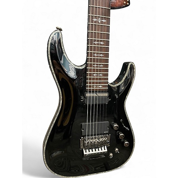 Used Schecter Guitar Research Hellraiser C7 Floyd Rose Sustaniac Black Solid Body Electric Guitar