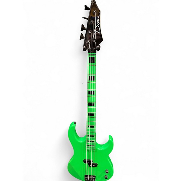 Used Dean Zone 4 String Nuclear Green Electric Bass Guitar