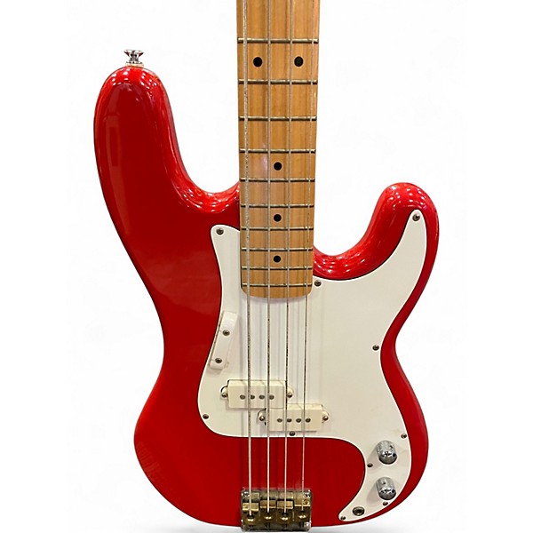 Used Grand Prix 4 String Red Electric Bass Guitar