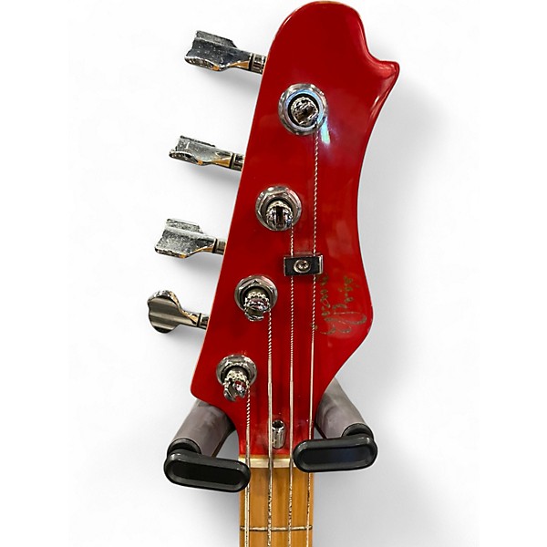Used Grand Prix 4 String Red Electric Bass Guitar