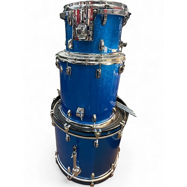 Used 2008 Ludwig 3 Piece Classic Maple BLUE SPARKLE WRAP Drum Kit