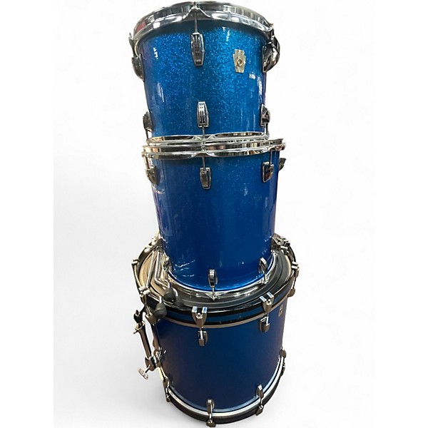 Used 2008 Ludwig 3 Piece Classic Maple BLUE SPARKLE WRAP Drum Kit