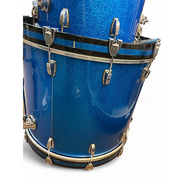 Used 2008 Ludwig 3 Piece Classic Maple BLUE SPARKLE WRAP Drum Kit