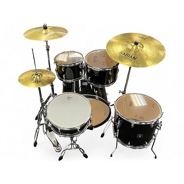 Used Gretsch Drums 5 Piece Energy with Hardware and Cymbalss Black Drum Kit