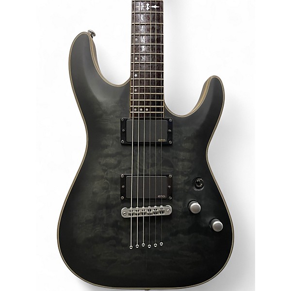Used Schecter Guitar Research C1 Platinum Trans Black Solid Body Electric Guitar