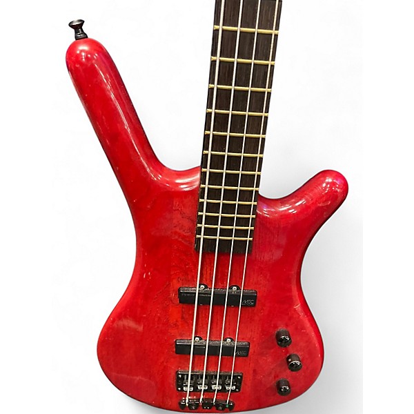 Used Warwick Corvette 4 String Trans Crimson Red Electric Bass Guitar
