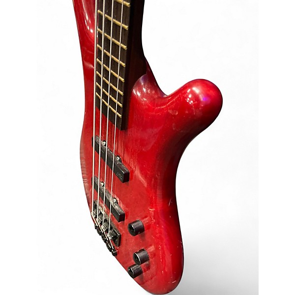 Used Warwick Corvette 4 String Trans Crimson Red Electric Bass Guitar