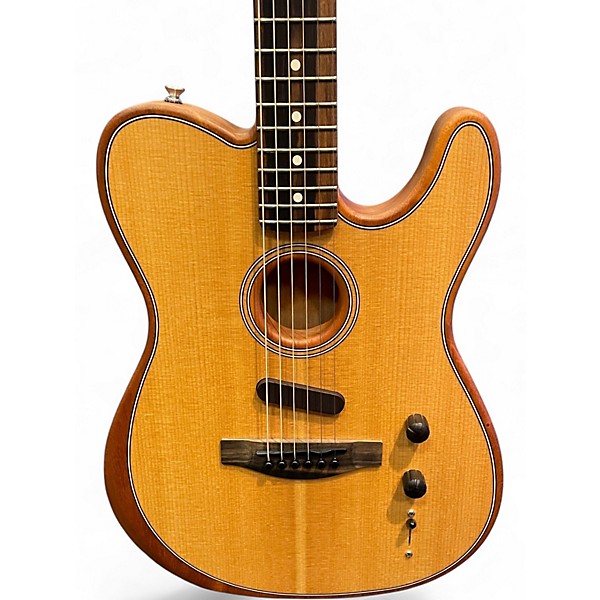 Used Fender American Acoustasonic Telecaster Natural Acoustic Electric Guitar