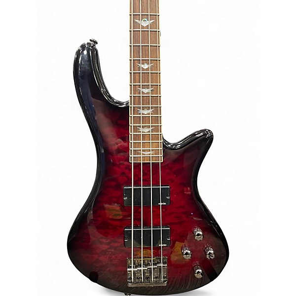 Used Schecter Guitar Research Stiletto Extreme 4 String Black Cherry Electric Bass Guitar