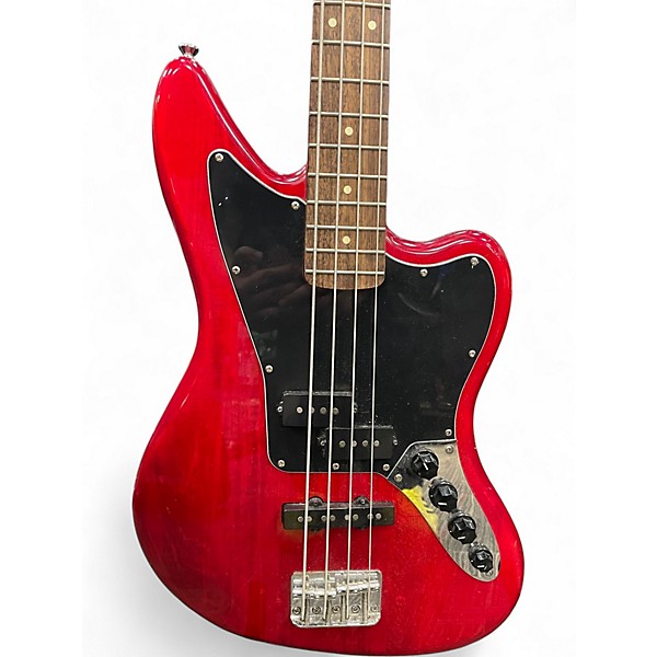 Used Squier Vintage Modified Jaguar Bass Special Crimson Red Transparent Electric Bass Guitar