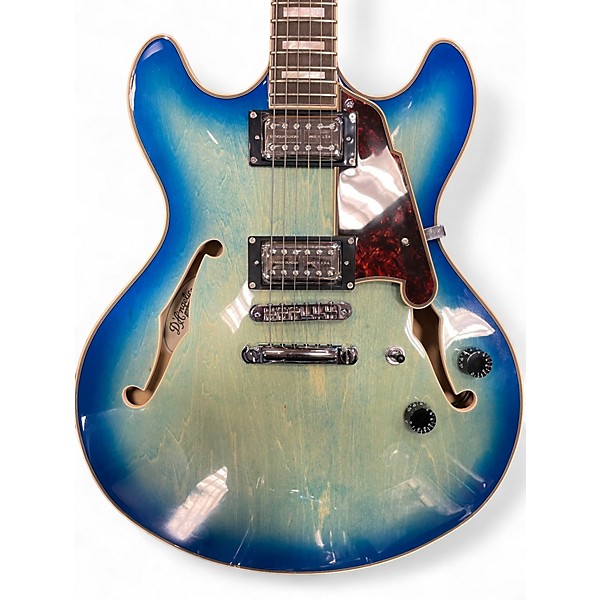 Used D'Angelico Premier Series DC Blue Burst Hollow Body Electric Guitar