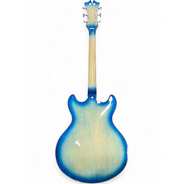 Used D'Angelico Premier Series DC Blue Burst Hollow Body Electric Guitar