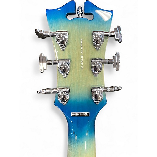 Used D'Angelico Premier Series DC Blue Burst Hollow Body Electric Guitar
