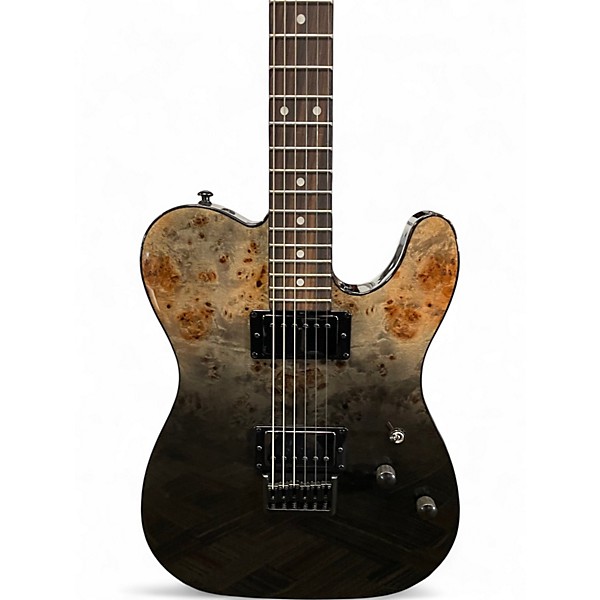 Used Schecter Guitar Research Diamond Series PT Black Fade Burst Burl Solid Body Electric Guitar