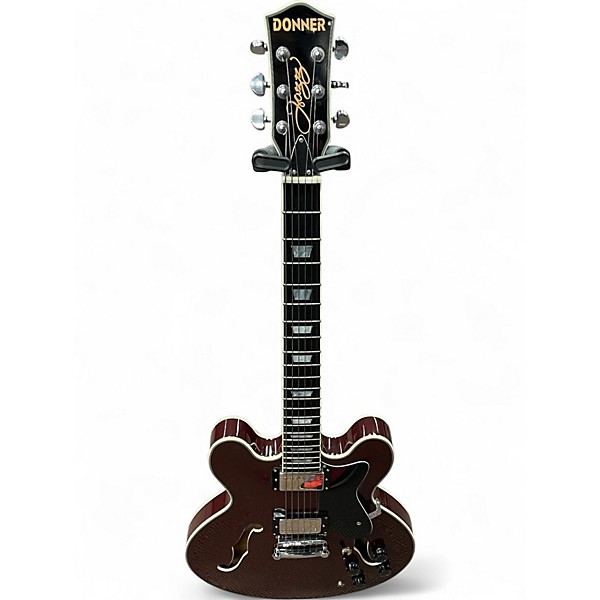 Used Donner DJP1000 Burgundy Hollow Body Electric Guitar
