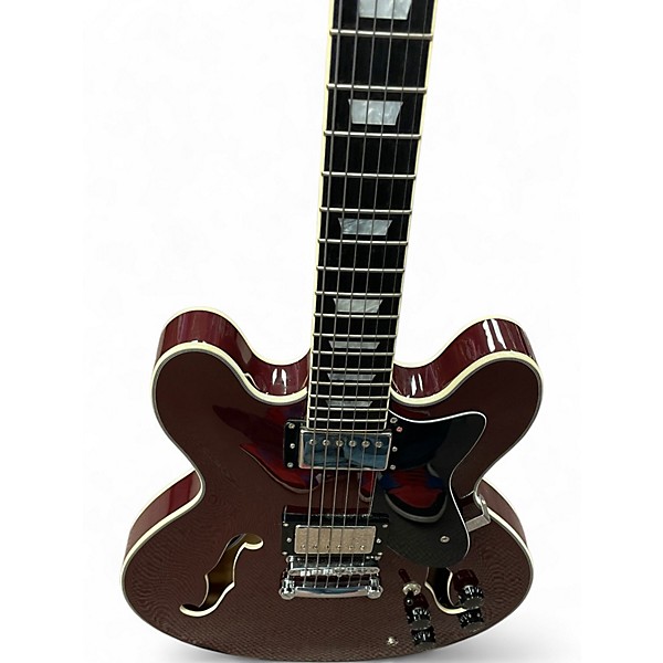 Used Donner DJP1000 Burgundy Hollow Body Electric Guitar