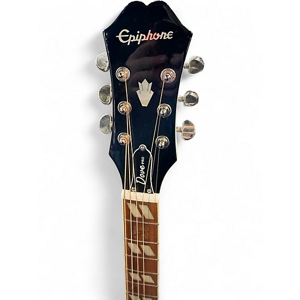 Used Epiphone Dove Pro White Acoustic Electric Guitar