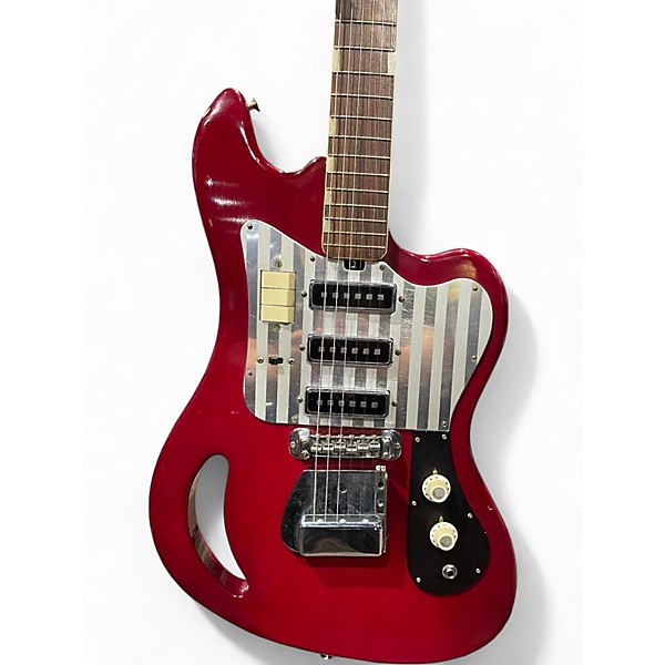 Vintage 1960s Teisco DEL REY Candy Apple Red Solid Body Electric Guitar