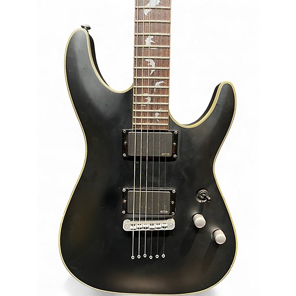 Used Schecter Guitar Research Damien Platinum 6 Satin Black Solid Body Electric Guitar