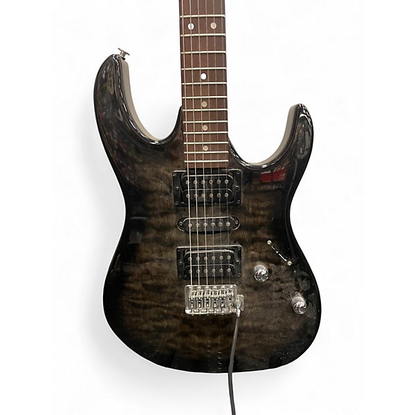 Used Ibanez GRX70QA Trans Black Solid Body Electric Guitar