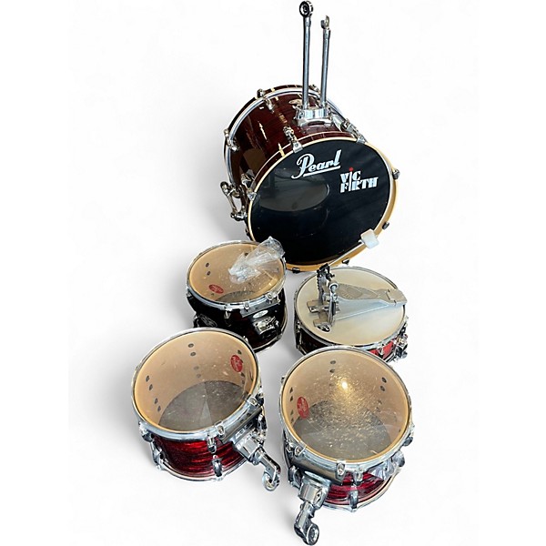 Used Pearl 5 Piece Vision Red Drum Kit