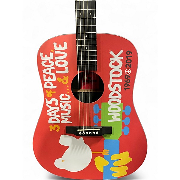 Used Martin Martin DX Woodstock 40th Anniversary Red Acoustic Electric Guitar